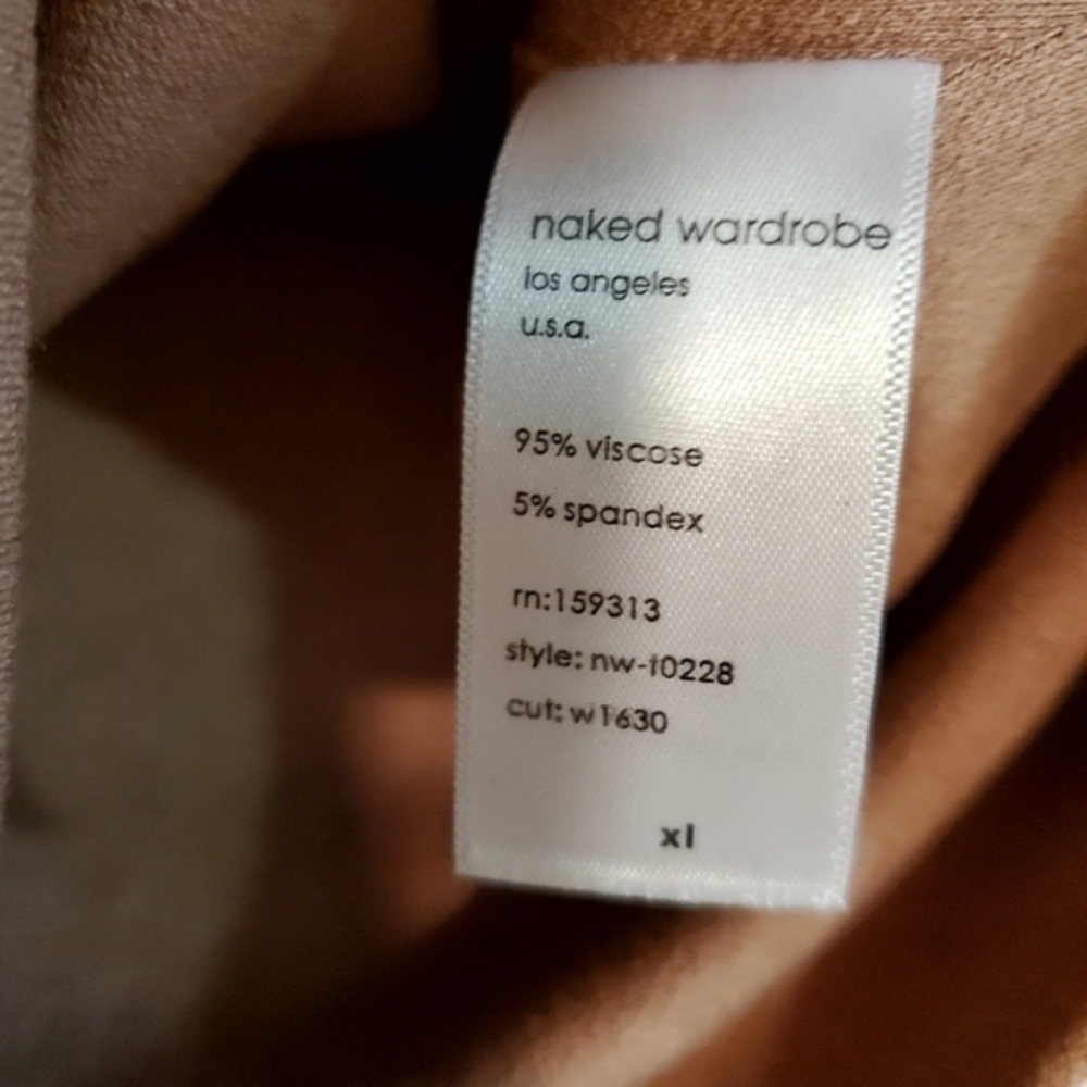 Naked Wardrobe Brown Stretchy Blouse Top Mock Neck Long Sleeve XL NWOT - Picture 5 of 9